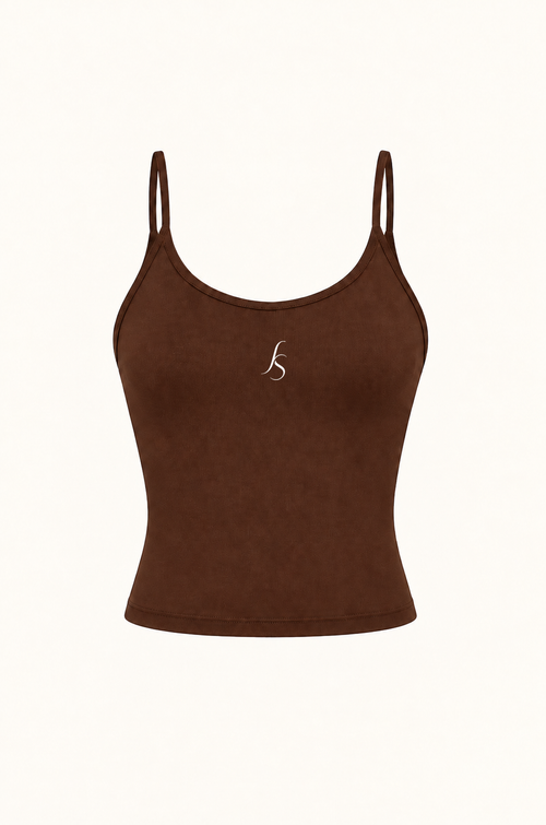 Brassière Flowline chocolat, logo Siren Flow blanc