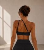 Brassière Sculpt noire avec logo blanc - vue de dos