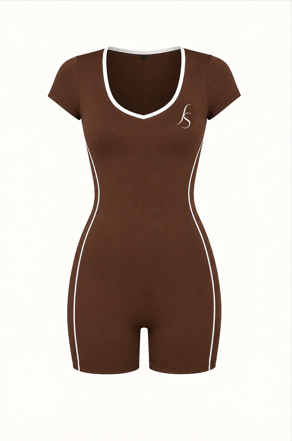 Combi-short Flowline chocolat, packshot face avec logo Siren Flow blanc
