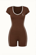 Combi-short Flowline chocolat, packshot face avec logo Siren Flow blanc
