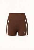 Short Flowline chocolat, packshot avec logo Siren Flow blanc